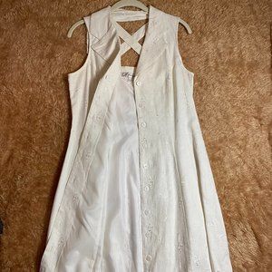 Dress Barn White Collared Sleeveless Maxi Dress Size 10